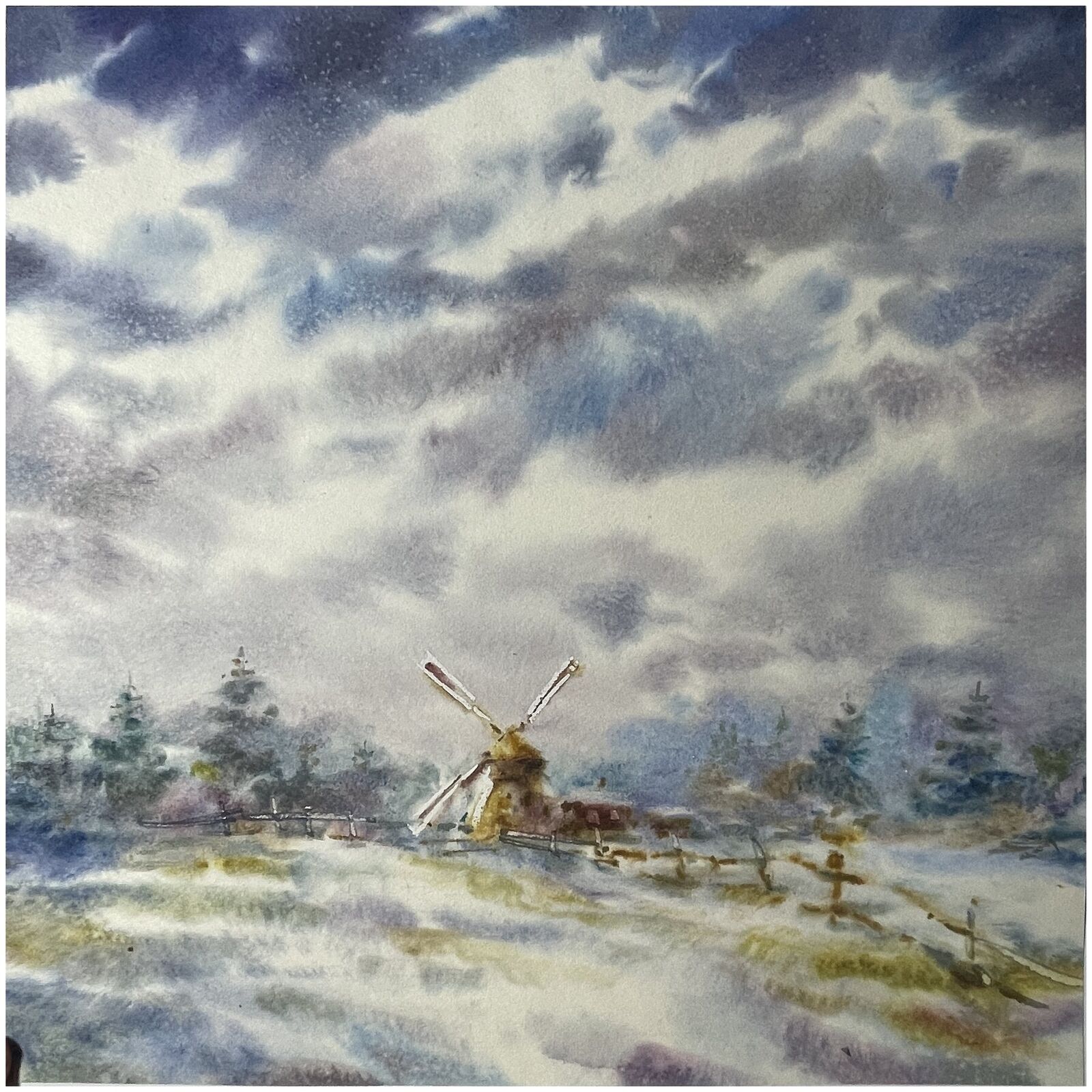 Мельница в снегу, работа № 284