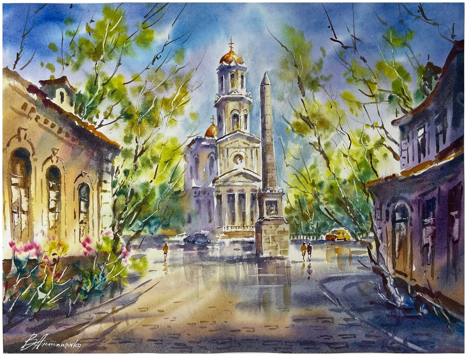 Колокольня в весеннем городе, работа № 331